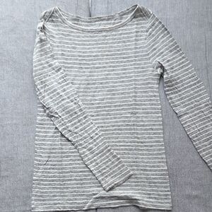 J. Crew Gray Striped Long Sleeve Tee